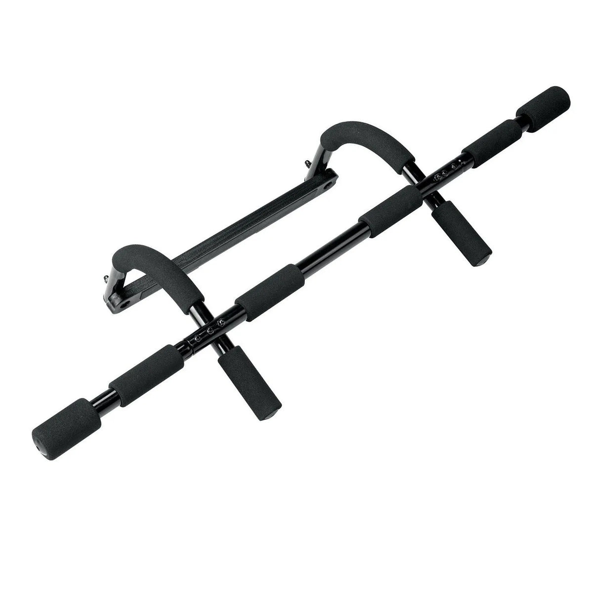 Black steel pipe pull-up bar with tension bar for indoor fitness training