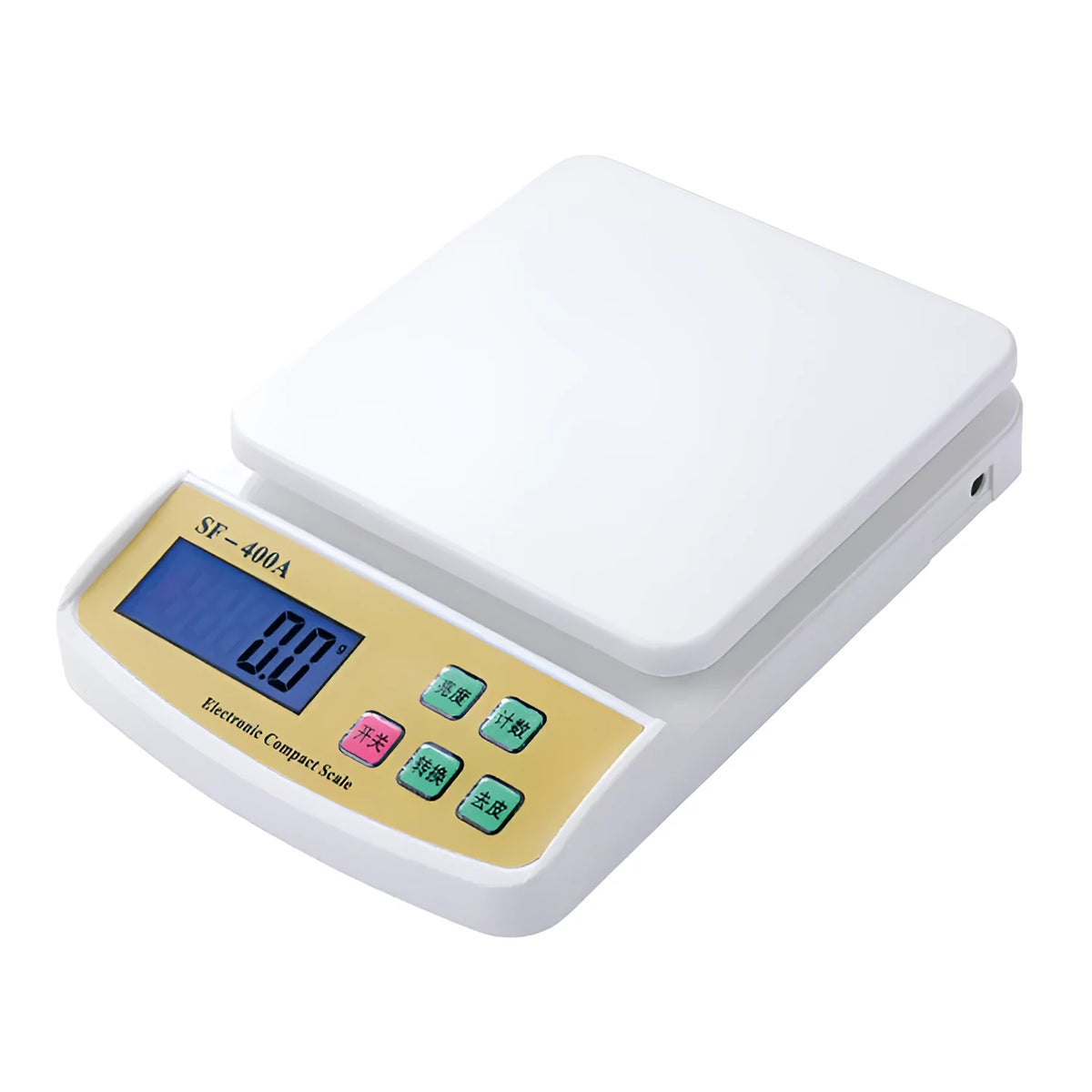SF-400A electronic kitchen food scale with digital display showing weight measurement
