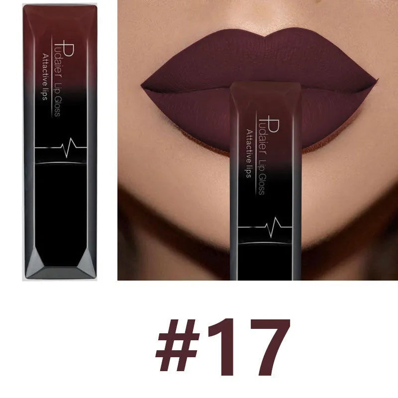 Matte liquid lipstick tube 8ml with 21 numbered shades, long-lasting and waterproof lip glaze for makeup