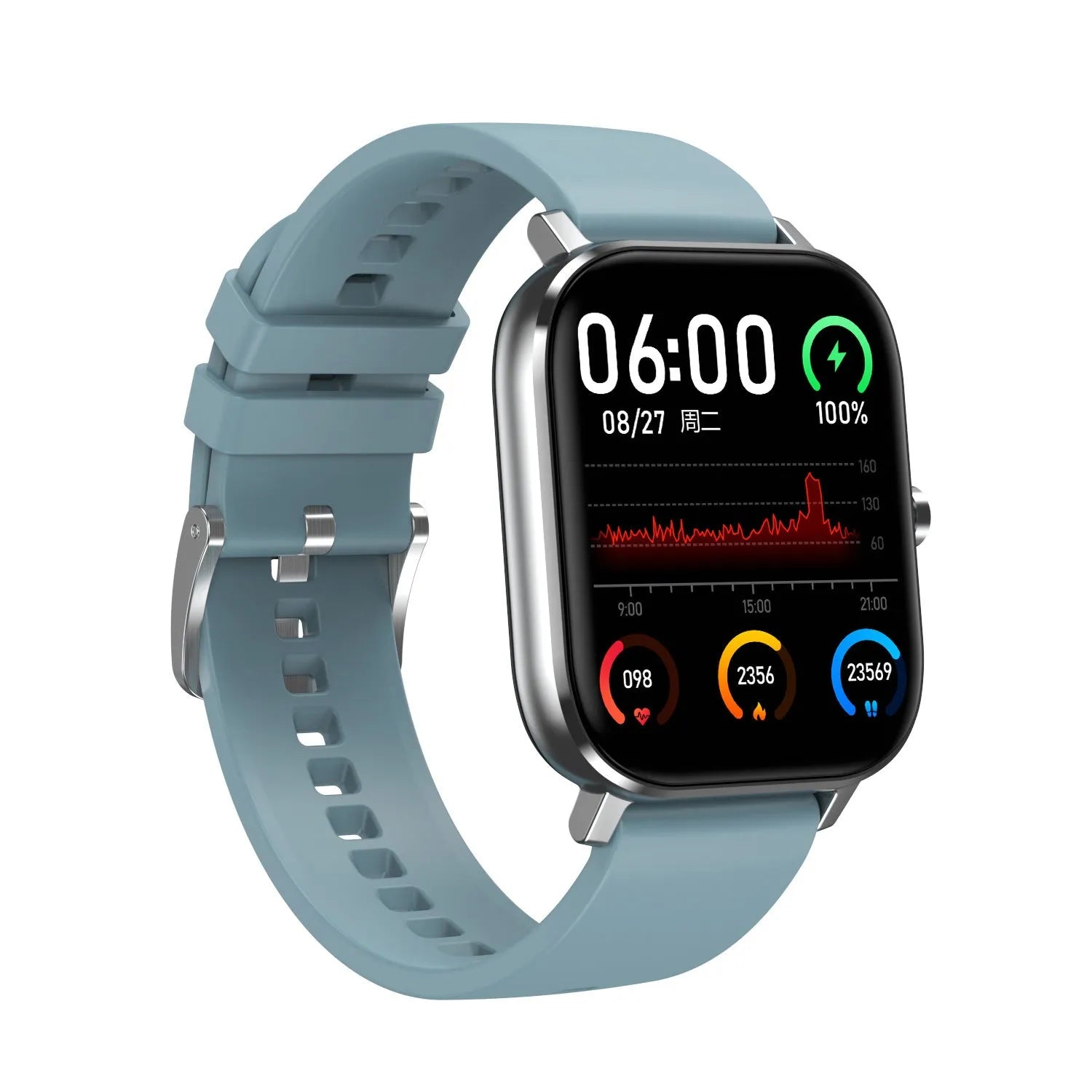 Smart bracelet with 1.54-inch tempered glass screen showing health metrics display