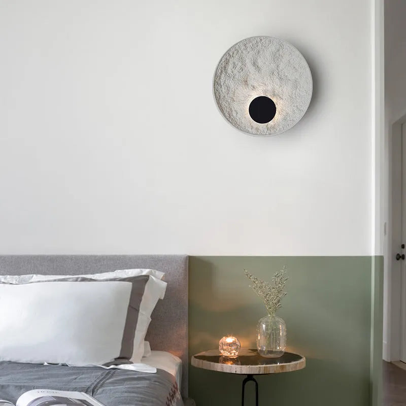 White modern iron wall lamp in 30cm or 50cm diameter size.
