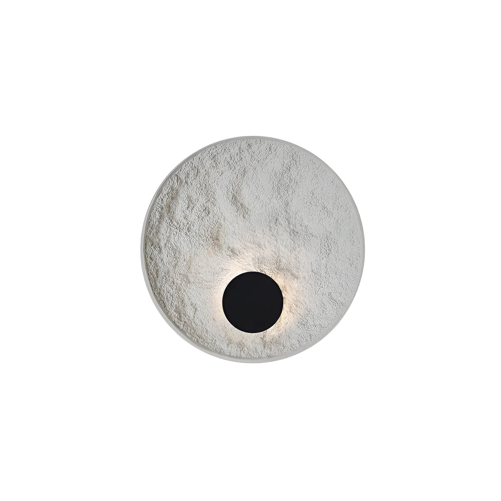 White modern iron wall lamp in 30cm or 50cm diameter size.