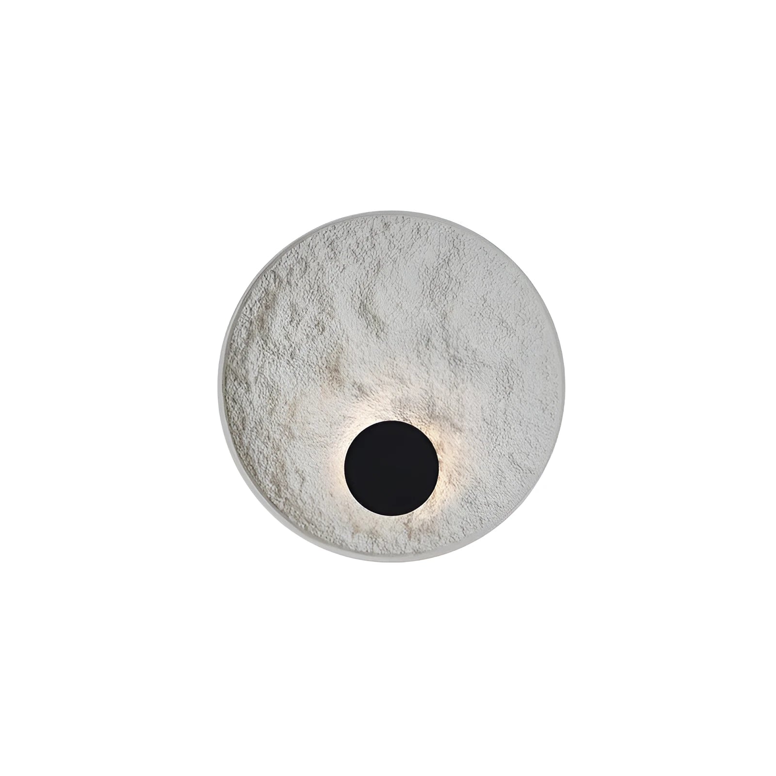 White modern iron wall lamp in 30cm or 50cm diameter size.