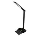 Black and white wireless charging desk lamp with USB power port and touch control