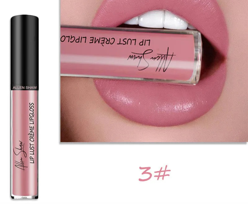 Silky cream texture lip gloss in bullet form showing colour options 1 to 12