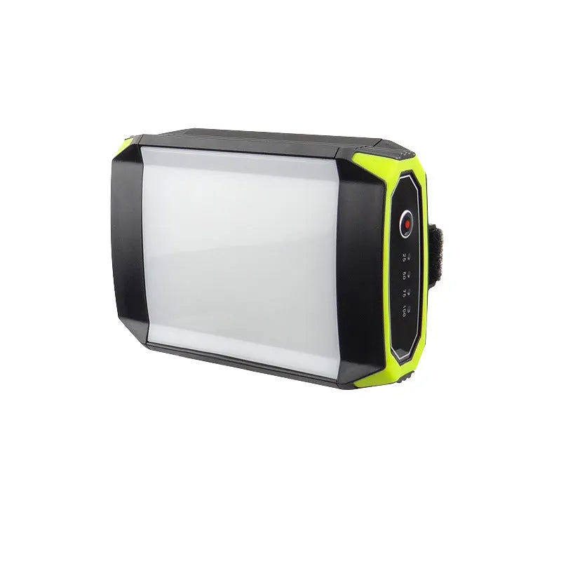 Green aluminium alloy camping light with LED array and push button dimming control