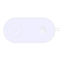 White dual-pad wireless charging station for two mobile phones