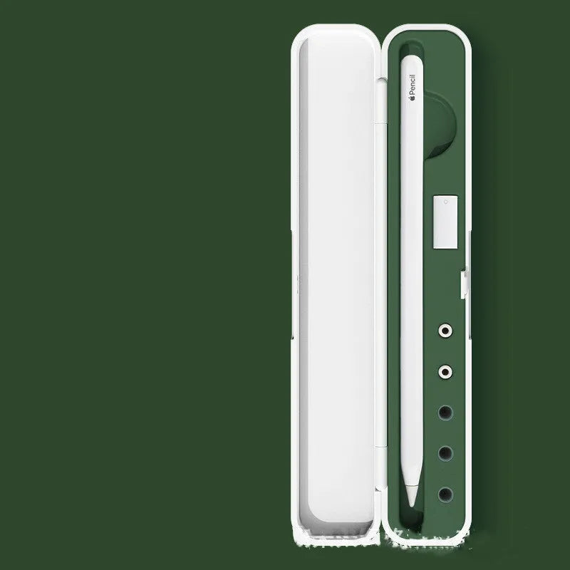 Hard shell protective case for Apple Pencil 1 and 2 in four colour options: black, blue, green, purple.