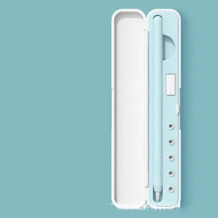 Hard shell protective case for Apple Pencil 1 and 2 in four colour options: black, blue, green, purple.
