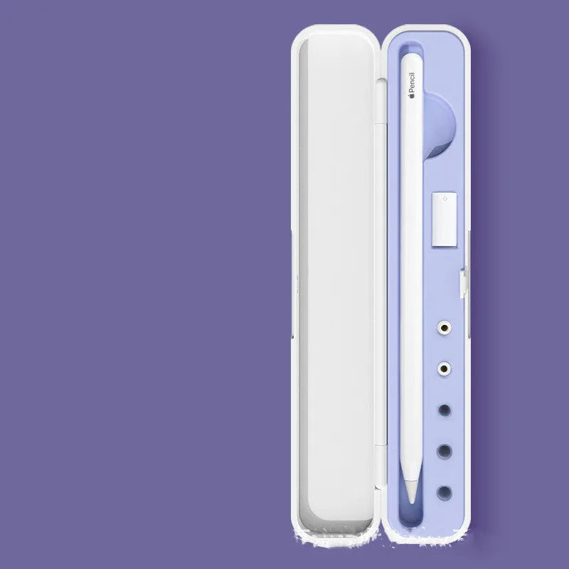 Hard shell protective case for Apple Pencil 1 and 2 in four colour options: black, blue, green, purple.