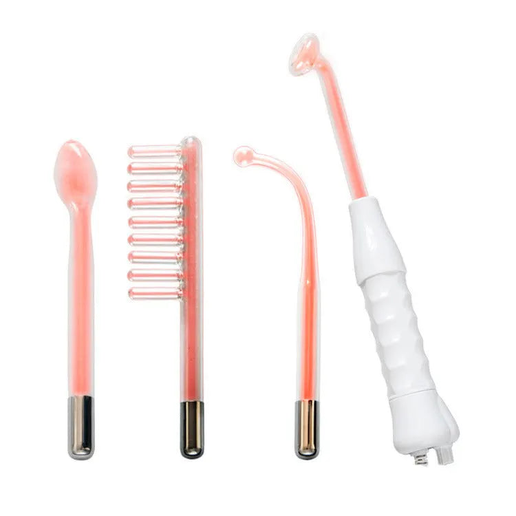White high-frequency electrotherapy rod with four tubes and colour box, 32.5 x 21.2 x 5.3 cm