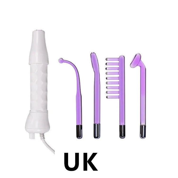 White high-frequency electrotherapy rod with four tubes and colour box, 32.5 x 21.2 x 5.3 cm