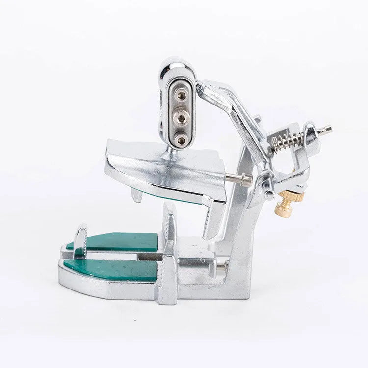 Korean-style dental articulator with adjustable settings and two mounting pins
