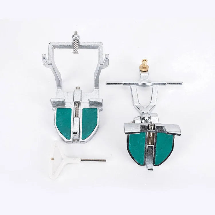 Korean-style dental articulator with adjustable settings and two mounting pins