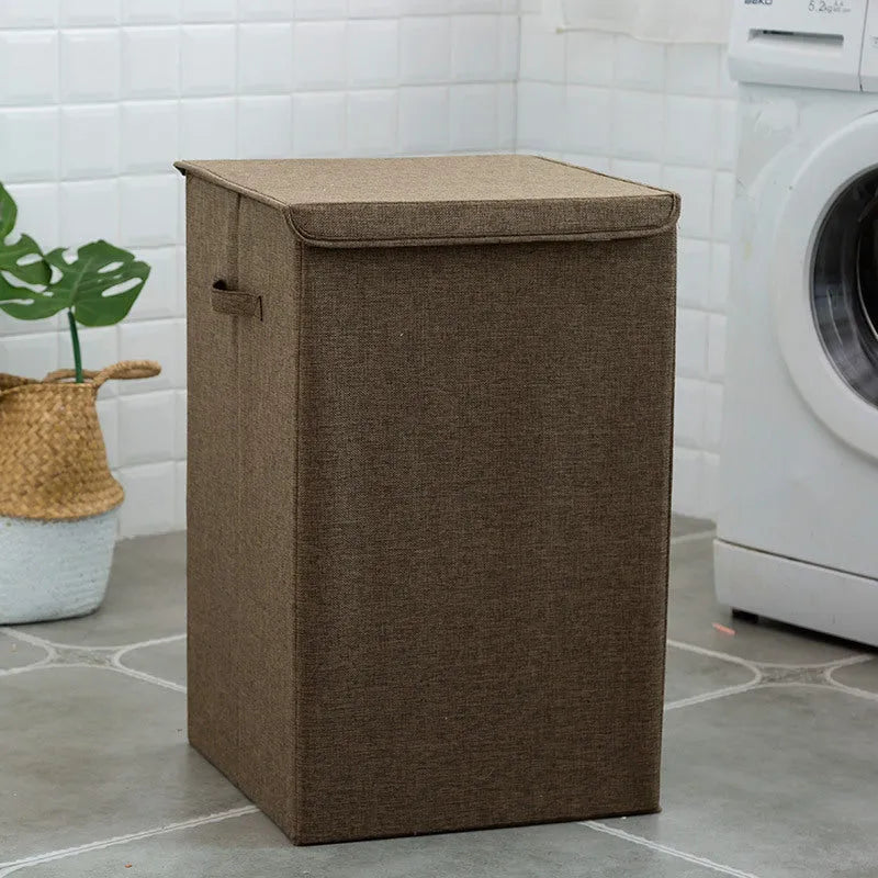 Washable fabric laundry sorting box in beige colour with cotton linen cover
