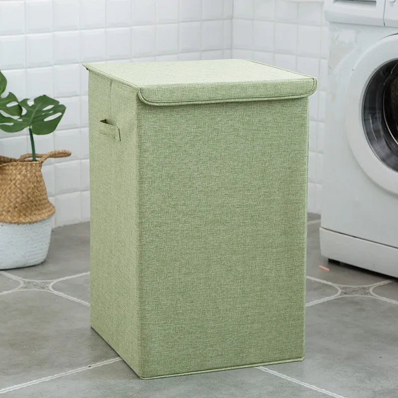 Washable fabric laundry sorting box in beige colour with cotton linen cover