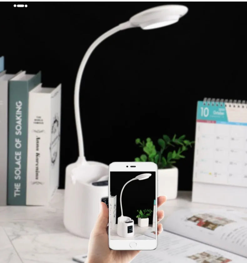 White USB desk lamp with touch switch for study and eye protection