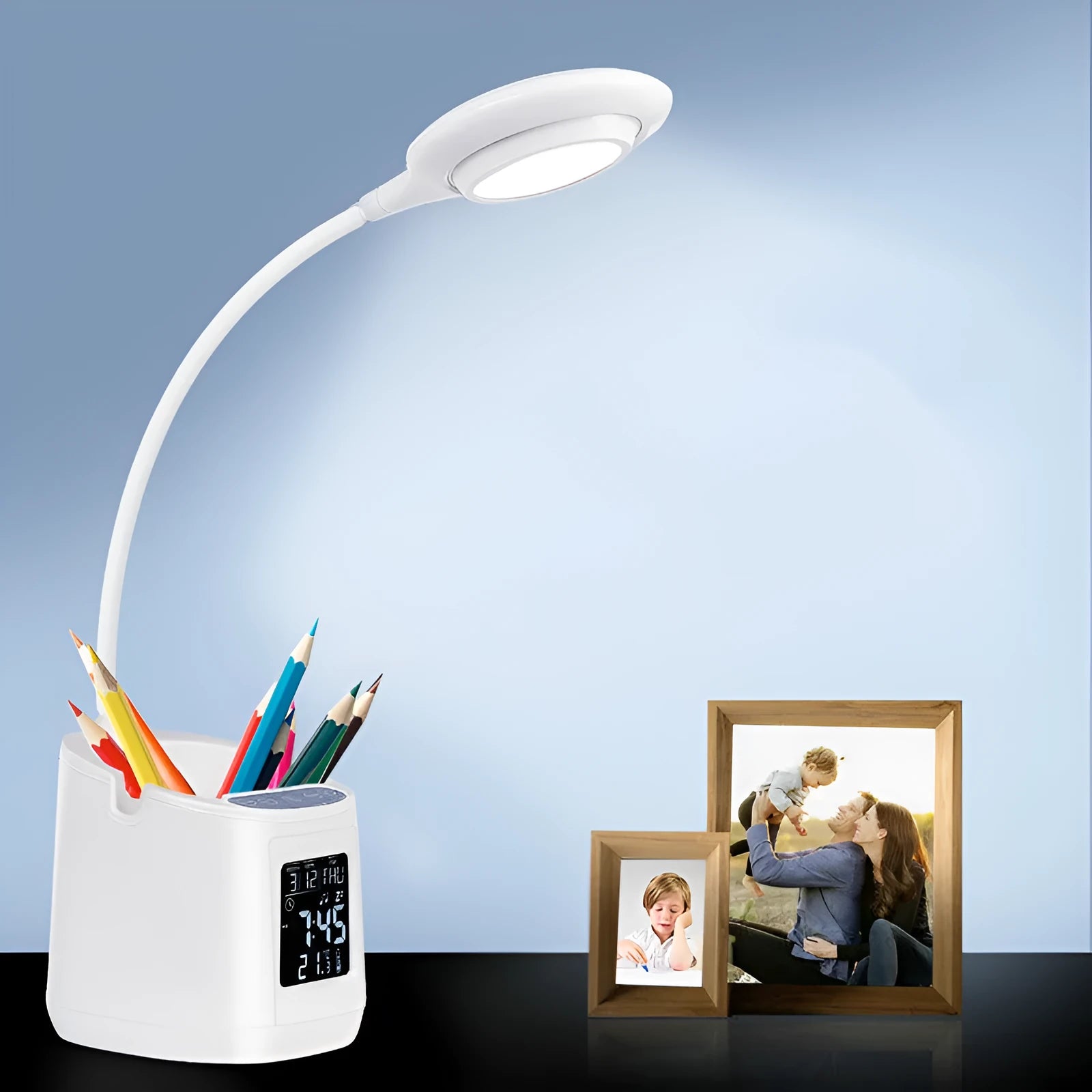 White USB desk lamp with touch switch for study and eye protection