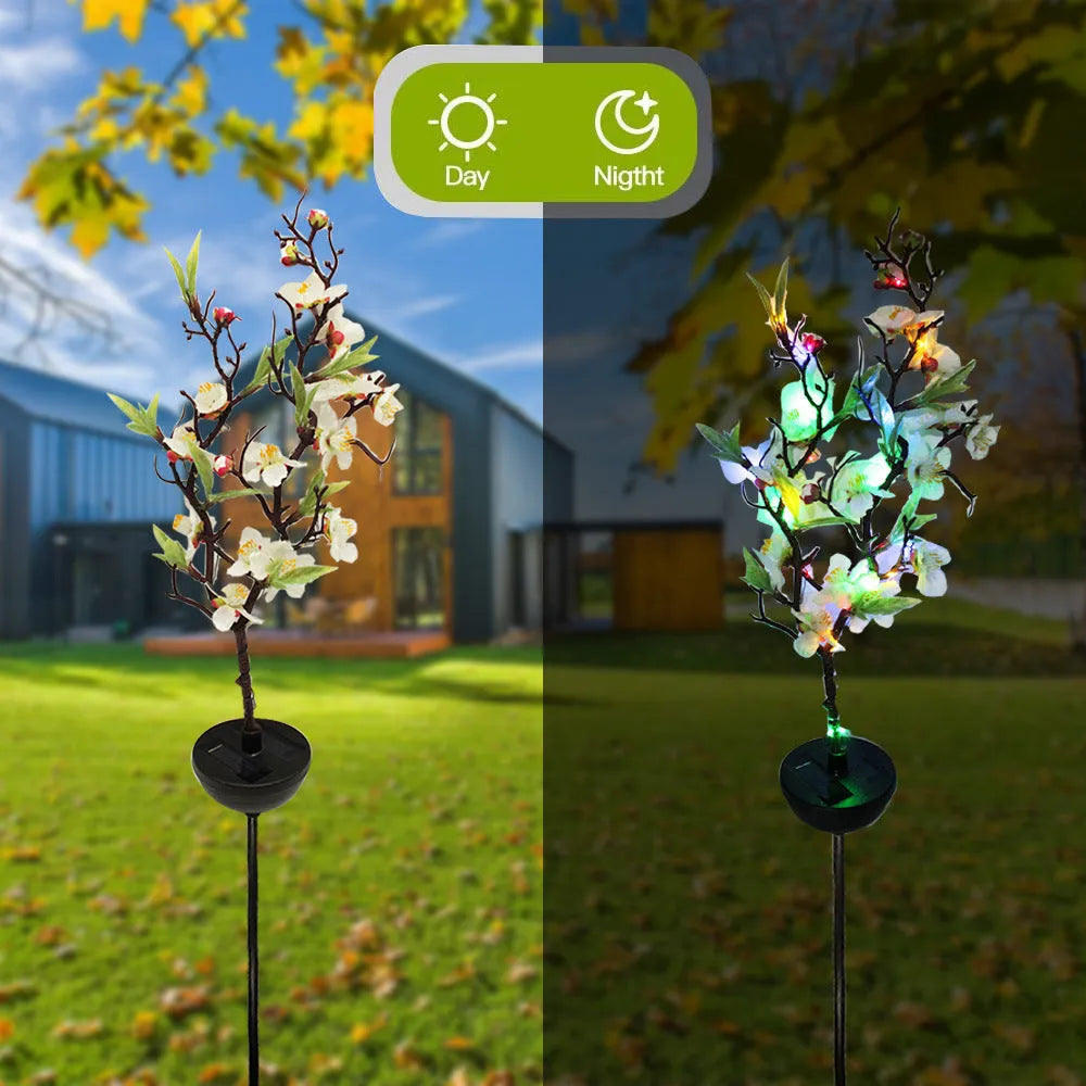 Solar-powered cherry blossom firework string lights for outdoor garden decoration