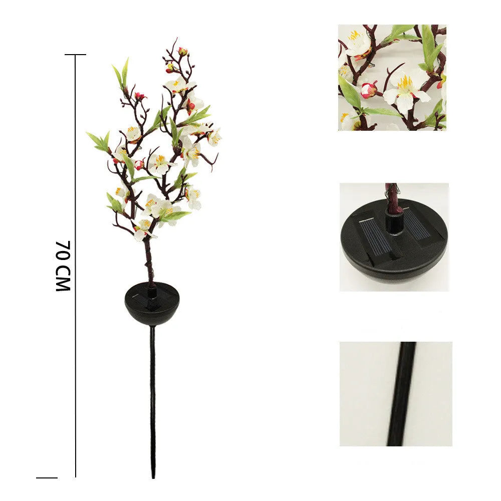 Solar-powered cherry blossom firework string lights for outdoor garden decoration