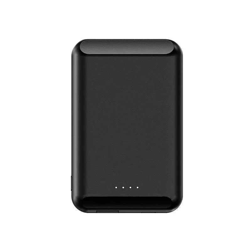 Magnetic wireless power bank in five colour options showing 5000mAh capacity