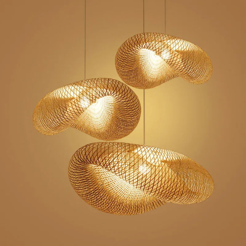 40cm diameter bamboo chandelier lamp in traditional Chinese style for tea room lighting