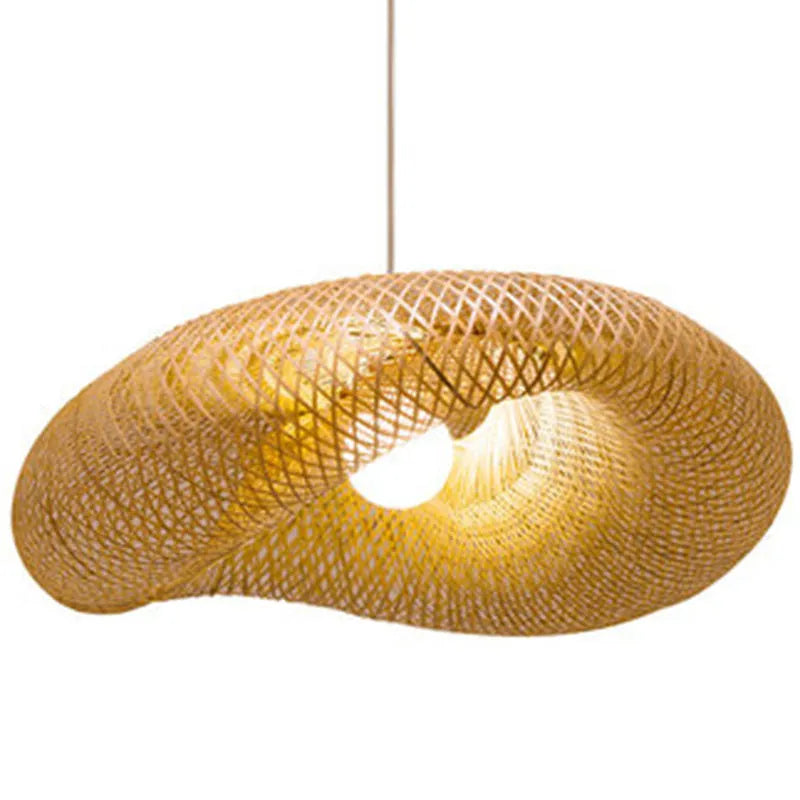 40cm diameter bamboo chandelier lamp in traditional Chinese style for tea room lighting