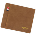 Men's retro-style tri-fold leather wallet showing organisation compartments in black colour option