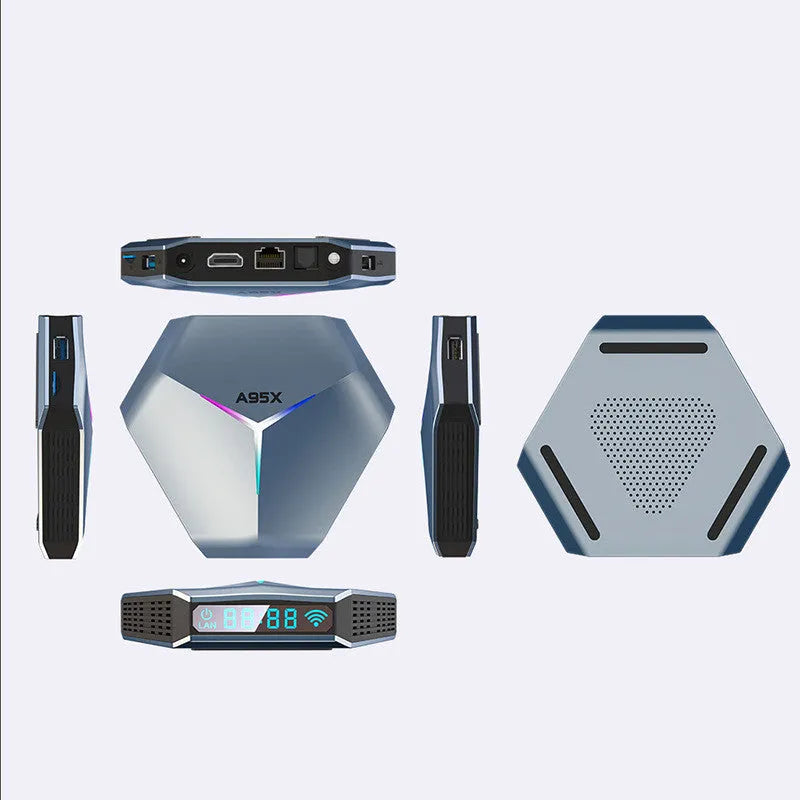 8K network player set-top box with remote control and cables