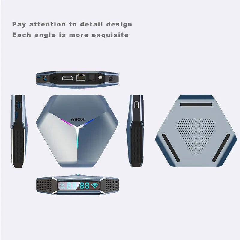 8K network player set-top box with remote control and cables