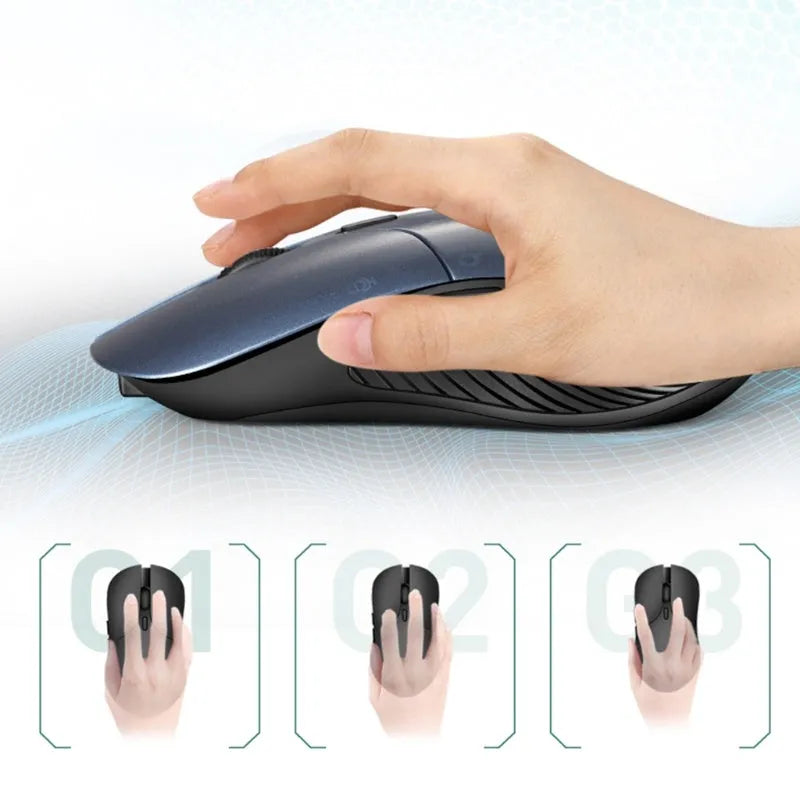 Blue wireless voice mouse with translation feature and voice control button