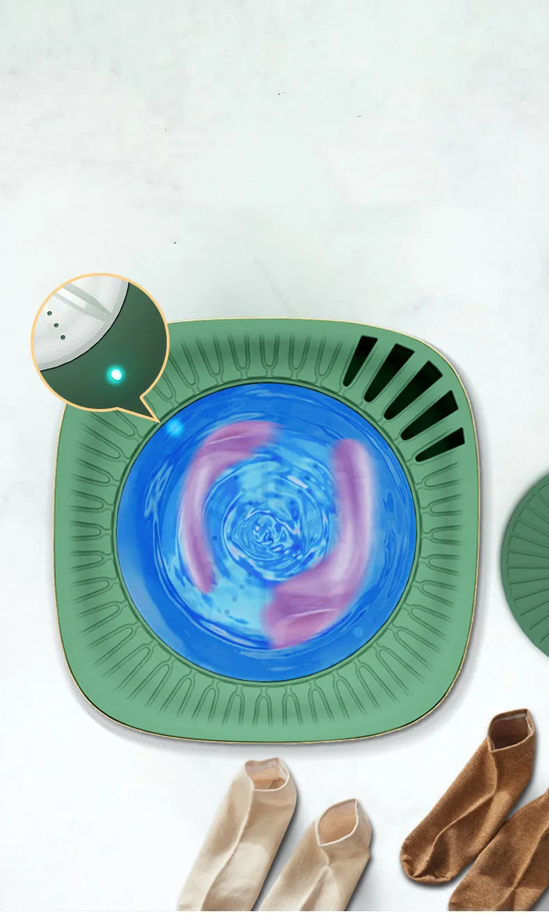 Green or white mini portable washing machine with ozone sterilisation for underwear and socks