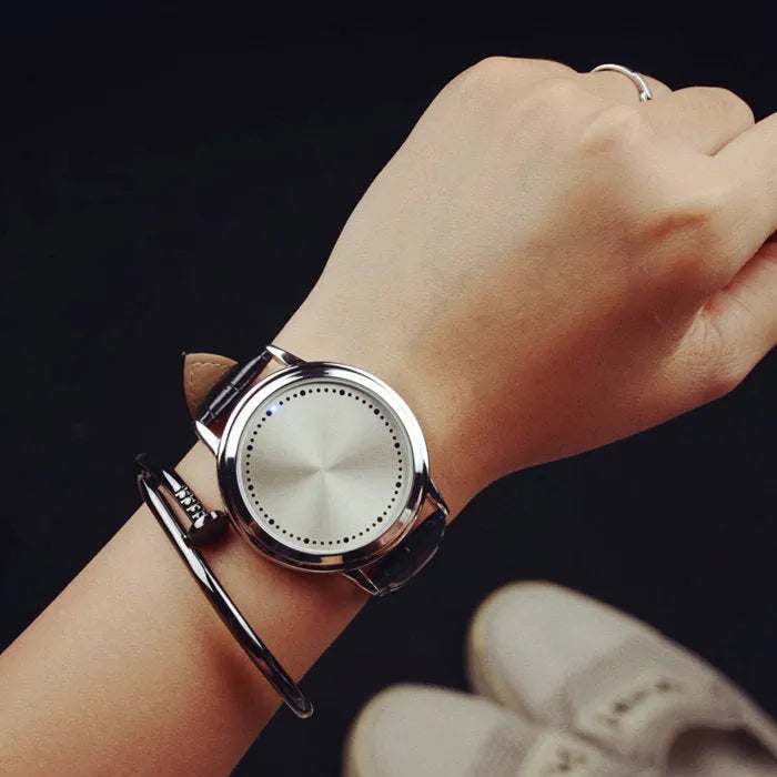 Electronic digital watch with blue light display in black or white colour for casual everyday wear
