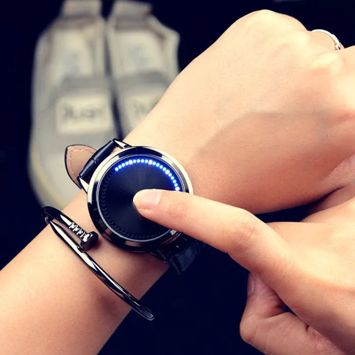 Electronic digital watch with blue light display in black or white colour for casual everyday wear