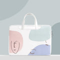 15.6-inch waterproof PU leather laptop bag in blue with zipper closure and soft handle