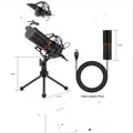 Black wired USB live broadcast microphone with singing bar design for game commentary and streaming