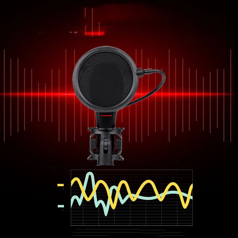 Black wired USB live broadcast microphone with singing bar design for game commentary and streaming