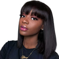 Unice Hair black human hair wig with 10 inch length and machine construction