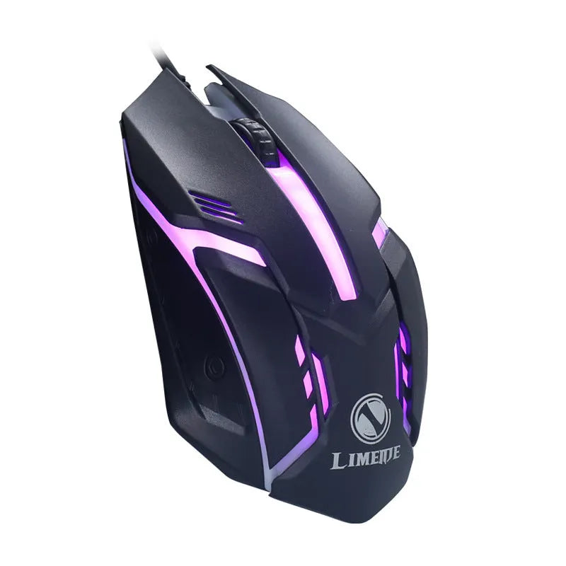 Wired computer mouse with luminous glow effect in black or white colour with USB cable