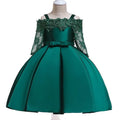 Simple lace-detailed girls dress in polyester, shown in one of five available colours.