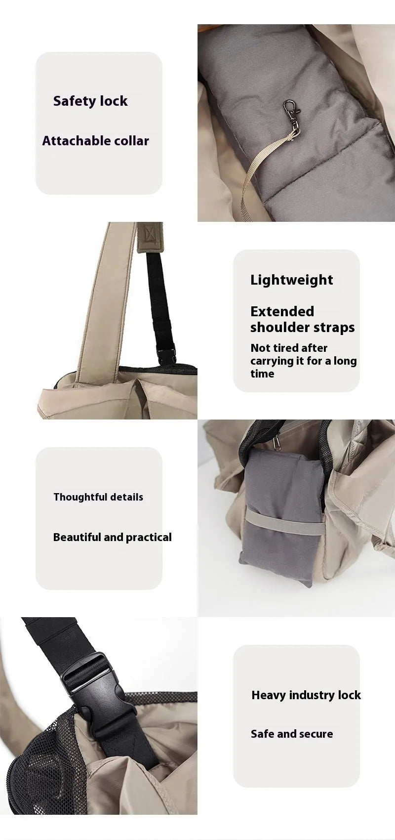 Apricot cloth pet carrier handbag showing 41x16x28cm dimensions and carrying handles