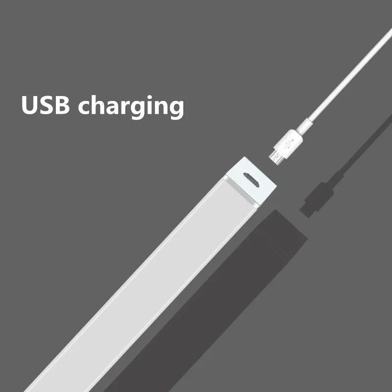 USB rechargeable LED closet light with motion sensor and magnetic strip mount.