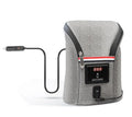 Grey portable car USB baby bottle warmer with digital display and hanging buckle for travel