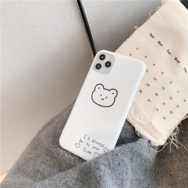 Soft silicone mobile phone case featuring a cartoon bear design, compatible with multiple Apple iPhone models.