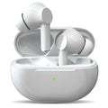 Black and white Pro4 wireless Bluetooth earphones with a charging case and cable.