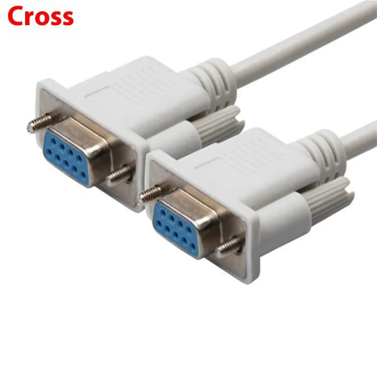 DB9 female to female RS232 serial port cable, 1.5 metres long in milky white.