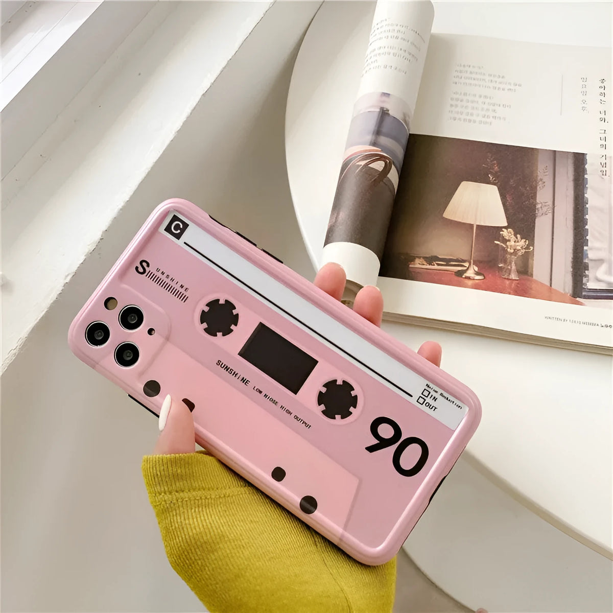 Pink tape silicone phone case with Japanese Korean photo frame design for iPhone 11 Pro Max XS Max XR X 8 Plus 7 Plus