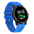 Black smart bracelet with colour screen displaying heart rate and fitness data on wrist