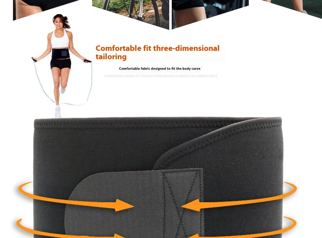 Black neoprene lumbar support belt for adult fitness and running