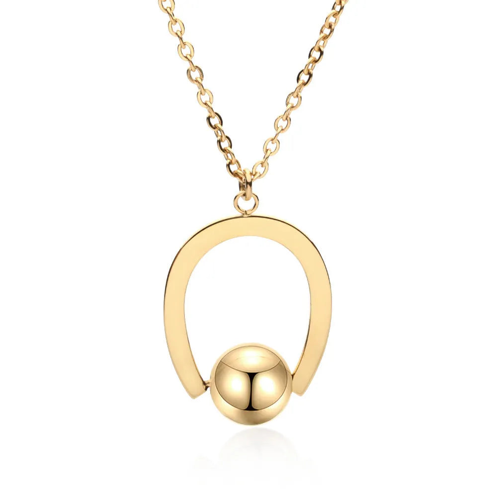 Stainless steel geometric pendant necklace with cross chain in gold or silver electroplate